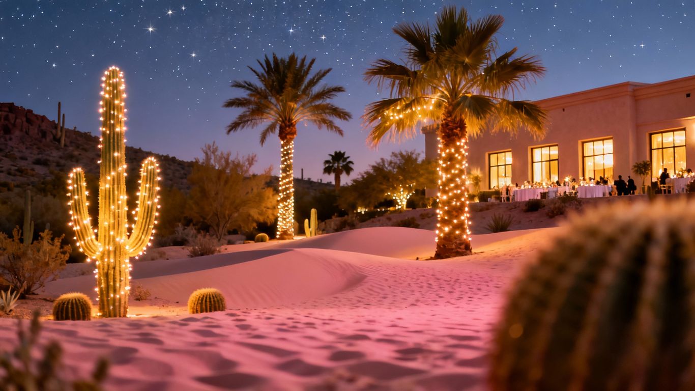 Magical desert lights at a Scottsdale evening event.